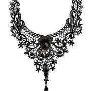 Gothic Crystal Tasse Lace Choker Necklaces Victorian Black Lace Necklace for Women Girl  Punk Dark Jewelry Collares Para Mujer