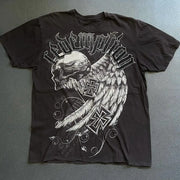2000s Gothic T shirt Suffering Skeleton Print Top Y2K Angel Hip Hop Harajuku Street Plus Size Loose T shirt Fashion Clothing