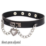 Choker Collar Necklace Woman Black Punk Sexy PU Leather Heart Lock Key Spike Chocker Gothic Cosplay Accessories Party Jewelry