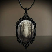 Gothic Horror Cameo Necklace Women Man Witch Jewelry Accessories Bat Castle Crow Black Cat Pumpkin Charm Rope Chain Choker Trend