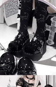 Gothic Punk Thi Heel oes Women's Spring 2025 New Sle Sweet Cool Spicy Platform Slip-On Faionable Casual Loers