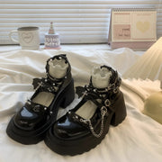 Punk k JK orm Mary Janes High Heels Thi Bot Small Leather oes Women's Lolita Faion Single oes Korean Sle