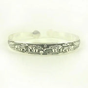 New Retro Cuff Bracelets Tibetan Silver Metal Carving Fish Elephant Flower Bangles Vintage Gypsy Jewelry Female Gifts