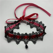 Gothic Collar Necklace Elegant Black Lace Bowkot Choker Necklace Y2K Choker Short Chain Necklace Fashion Jewelry