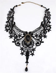 Gothic Crystal Tasse Lace Choker Necklaces Victorian Black Lace Necklace for Women Girl  Punk Dark Jewelry Collares Para Mujer