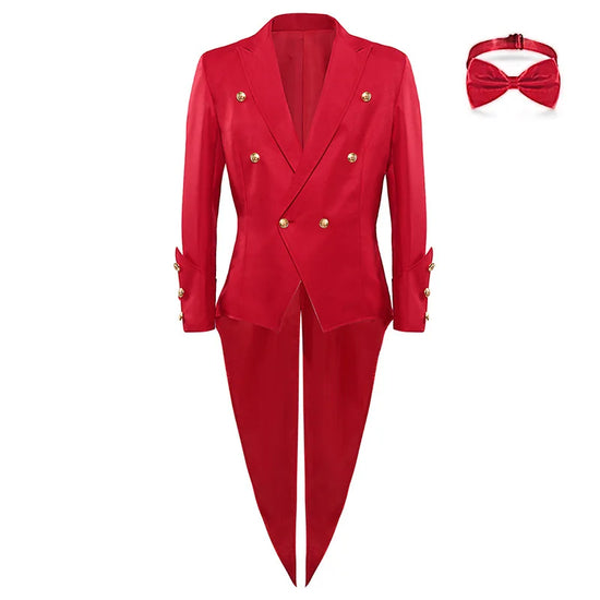 New Medieval Gothic Tailcoat Jackets Vintage Red Renaissance Coat Halloween Cosplay Costume Men Steampunk Victorian Jacket