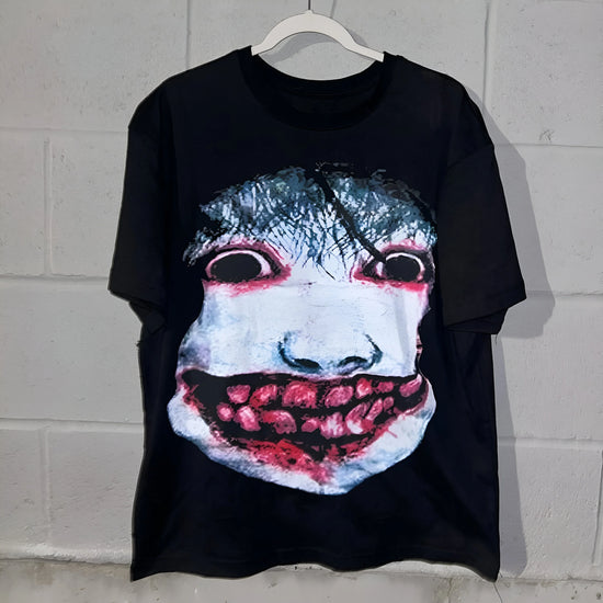 Aesthetics Gothic Trend Big Head Print Women Oversized Cotton T-shirt Y2K Street Hip Hop Harajuku Fashion Men Short Sleeve Top