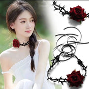 Gothic Big Rose Flower Clavicle Chain Necklace Women Wed Bridal Sexy Adjustable Choker Mariage Jewelry Halloween Accessories