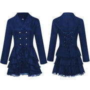 Medieval Gothic Women's Double-Breasted Black Coat