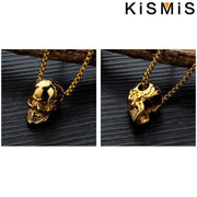 Gothic Skull Necklace for Men Women Stainless Steel Pendant Chain Halloween Jewelry Gift Gold Silver Black Plated