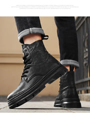Men's Ankle Boots, Retro British High-top Men's Boots, High-quality Leather Shoes, 2025 New Style Outdoor Men's Motorcycle Boots