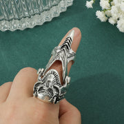 Gothic Punk Ring Rock Scroll Joint Armor Knuckle Metal Full Finger Claw Rings Halloween Unisex Adjustable Ring Vintage Jewelry