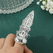 Gothic Punk Ring Rock Scroll Joint Armor Knuckle Metal Full Finger Claw Rings Halloween Unisex Adjustable Ring Vintage Jewelry