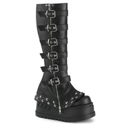 2025 Black Punk Willow Spike Combination Thigh Boot Booster Platform Side Zip Leg Cover Boot