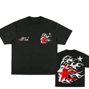 2025 T-shirt Men's and Women's Gothic Printed Cotton Short Sleeve Collar Hip-Hop Streetwear High Quality Comfortable Casual Top