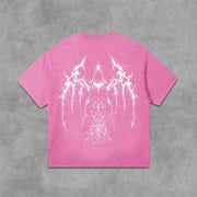 Vintage Gothic Print Graphic Acid Washed T-shirt unisex casual and comfortable selected quality graphic t shirts