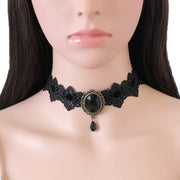 Gothic Black Lace Necklace Collar Choker Velvet Crystal Vintage Gothic Chain Pendant Woven Necklace Collarbone Chain