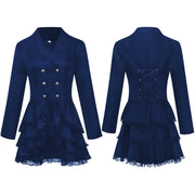 Medieval Gothic Women's Double-Breasted Black Coat