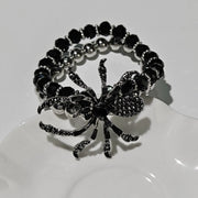 Gothic Dark Spider Necklace Bracelet Ring for Women Exaggerated Black Crystal Spider Halloween Accessories Jewelry Party Gifts