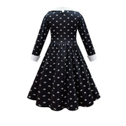Gothic Black Dress Halloween Costume for Girls 2025 Party Ball Gown Children Cosplay Adams Family Vestido