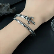 Cross-border new retro gothic K initial personalized sword bracelet; fashionable engraved diamond open bangle.
