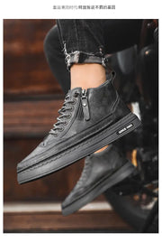 Men's boots autumn and winter new warm plush outdoor casual boots work boots fashion versatile soft soled comfort leather boots