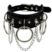 Pink Gothic Chain Necklace Leather Choker Party Punk Chokers Collar Goth Necklaces Women Black PU Kawaii Witch Rave Jewelry