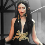 Gothic Black Choker Necklace for Women Vintage Goth Velvet Lace Collar Crystal Pendent Necklace Halloween Cosplay Party Jewelry