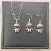 Gothic Sew Mouth Doll Necklace Earrings Jewelry Set Jewelry Sets for Women Exquisite Halloween Jewelry Gifts for Family Earings