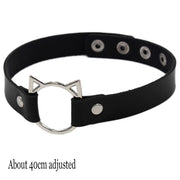 Pink Gothic Chain Necklace Leather Choker Party Punk Chokers Collar Goth Necklaces Women Black PU Kawaii Witch Rave Jewelry