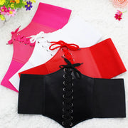 Gothic Women Corset Belt Fashion PU Leather Female Lace-up Corset Belts Slimming Waist Retro Wide Belt for Girl Black Corset Top
