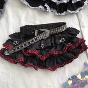 Punk Skirt Cross Woman Clothing Short Dress Goth 90s Y2K Kawaii Vintage Japan Harajuku Ball Gown Grunge Fashion Summer Hot Girl