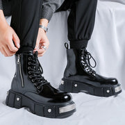 Men's High-Top Thick-Sole Height-Increasing Boots Trendy Metal Punk Style Oversized Boots High-Top Men's Footwear