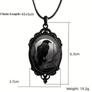Gothic Horror Cameo Necklace Women Man Witch Jewelry Accessories Bat Castle Crow Black Cat Pumpkin Charm Rope Chain Choker Trend