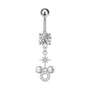 Elegant Dangled Belly Piercing Jewelry Fashion Dragonfly Owl Butterfly Shaped Curved Navel Rings Stainless Keys CZs Belly Ring