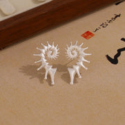 Gothic Personality Stereo Conch Ancient Silver Stainless Steel Stud Earrings for Men Women Hallowmas Punk Jewelry Accessory Gift