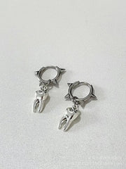 Gothic Jewelry Tooth Stud Earrings Grunge Rock Accessory Charms Hoop Earrings for Women Punk Korean Fashion Earrings