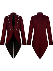 Gothic velvet Victorian jacket revival clothing for men, Christmas steampunk vintage tailcoat medieval coat.