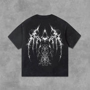 Vintage Gothic Print Graphic Acid Washed T-shirt unisex casual and comfortable selected quality graphic t shirts