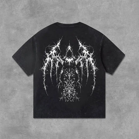 Vintage Gothic Print Graphic Acid Washed T-shirt unisex casual and comfortable selected quality graphic t shirts
