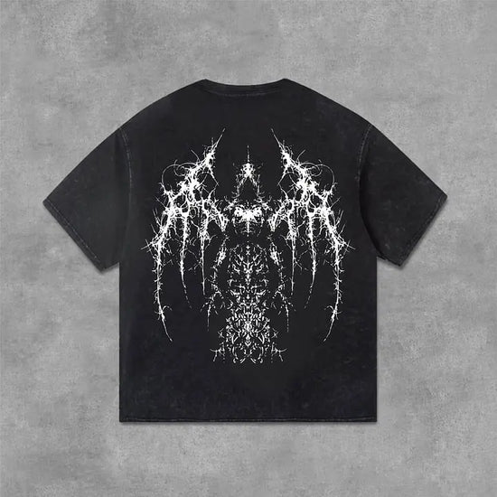Vintage Gothic Print Graphic Acid Washed T-shirt unisex casual and comfortable selected quality graphic t shirts