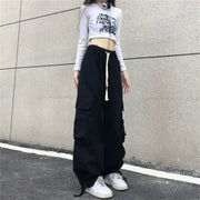 Red Cargo Pants Women Gothic Joggers High Waist Loose Female Hip Hop Trousers Korean Punk Pants Funny Capri Femme Sweatpants