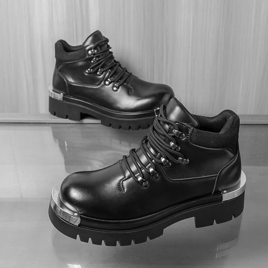 Men's boots Fashion autumn and winter styles Work and Party business office Outdoor Trendy Streets high top leather shoes