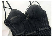Gothic corset Bustier With Cup Girdle Set With Straps Transparent Underwear Women Tops Lingerie Corsets with G-String