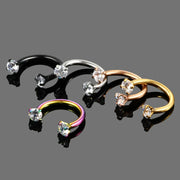 1PC Stainless Steel Crystal Hoop Ring Piercing Nose Ear belly Rings Women Men Cartilage Helix Earrings Daith Piercing Jewelry