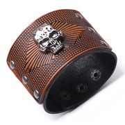 Gothic Skull Cowhide Men Wide Bracelets Women Jewelry Punk Rock Cool Stuff Fashion Accessories Halloween Gift Wholesale