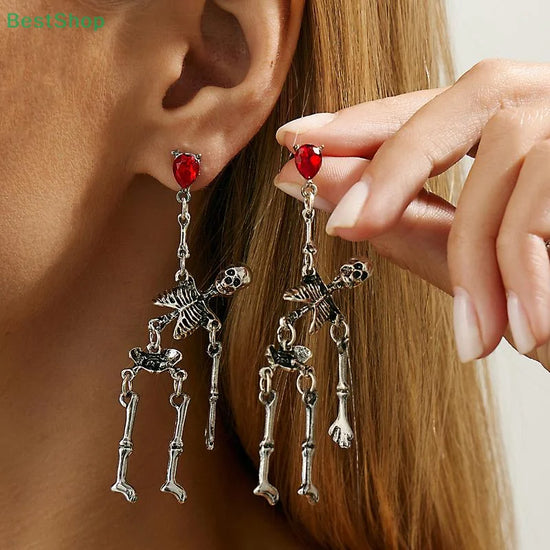 💕Gothic Skeleton Pendant Earrings,Halloween Vintage Personality Unique Earrings