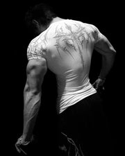 Gothic Metal Print Compression T-shirt Men Women Punk Streetwear Short Sleeve Fitness Top Slim Fit Gym Tee Y2k Aesthetic Unisex