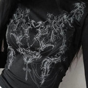 Women T shirt Gothic Streetwear Long sleeves Hip Hop Tees Femme Vintage  Loose T-shirt Spring Summer Leisure Personality