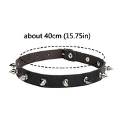 Black PU Leather Choker Necklace For Women Men Cool Punk Gothic  Spike Biker Choker PU Leather Collar Studded Rock Necklace